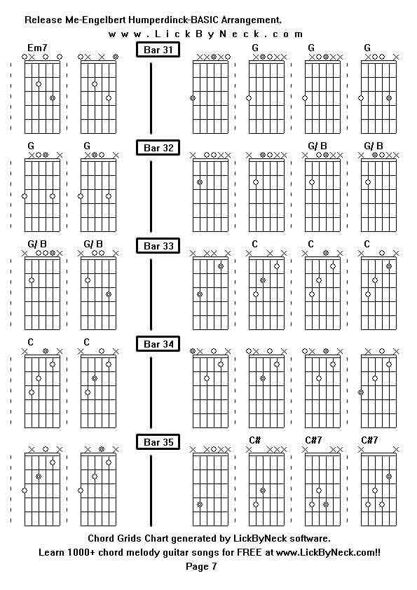 Chord Grids Chart of chord melody fingerstyle guitar song-Release Me-Engelbert Humperdinck-BASIC Arrangement,generated by LickByNeck software.